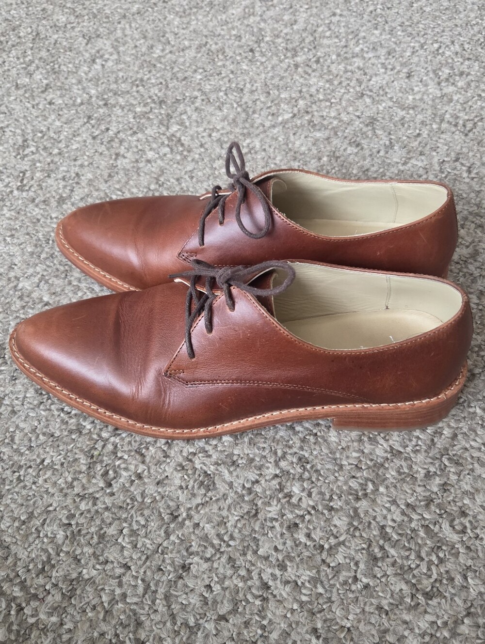 Nisolo James Oxford Shoes Womens 8.5 Brandy Brown Leather Lace Up Pointed Toe